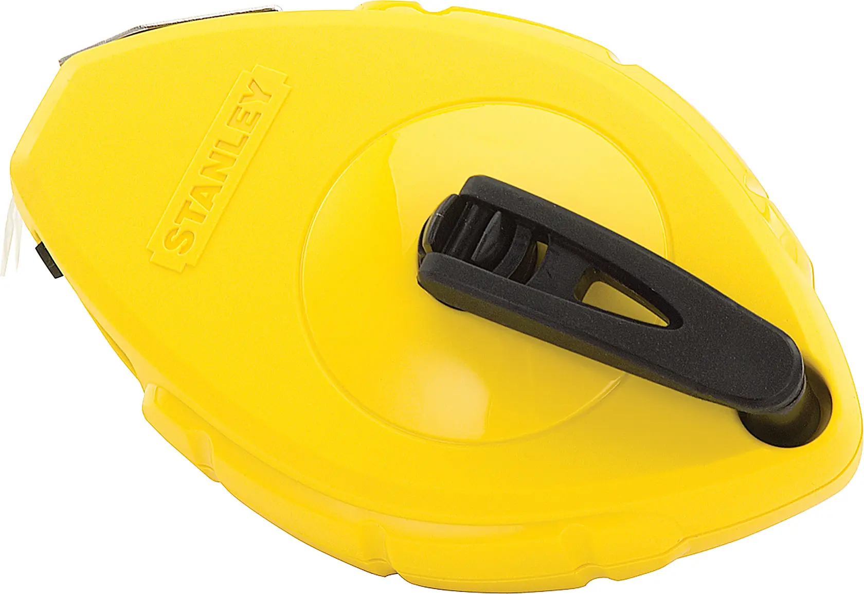 STANLEY 47-440 yellow chalk line reel with black winding handle, product photo on white background.