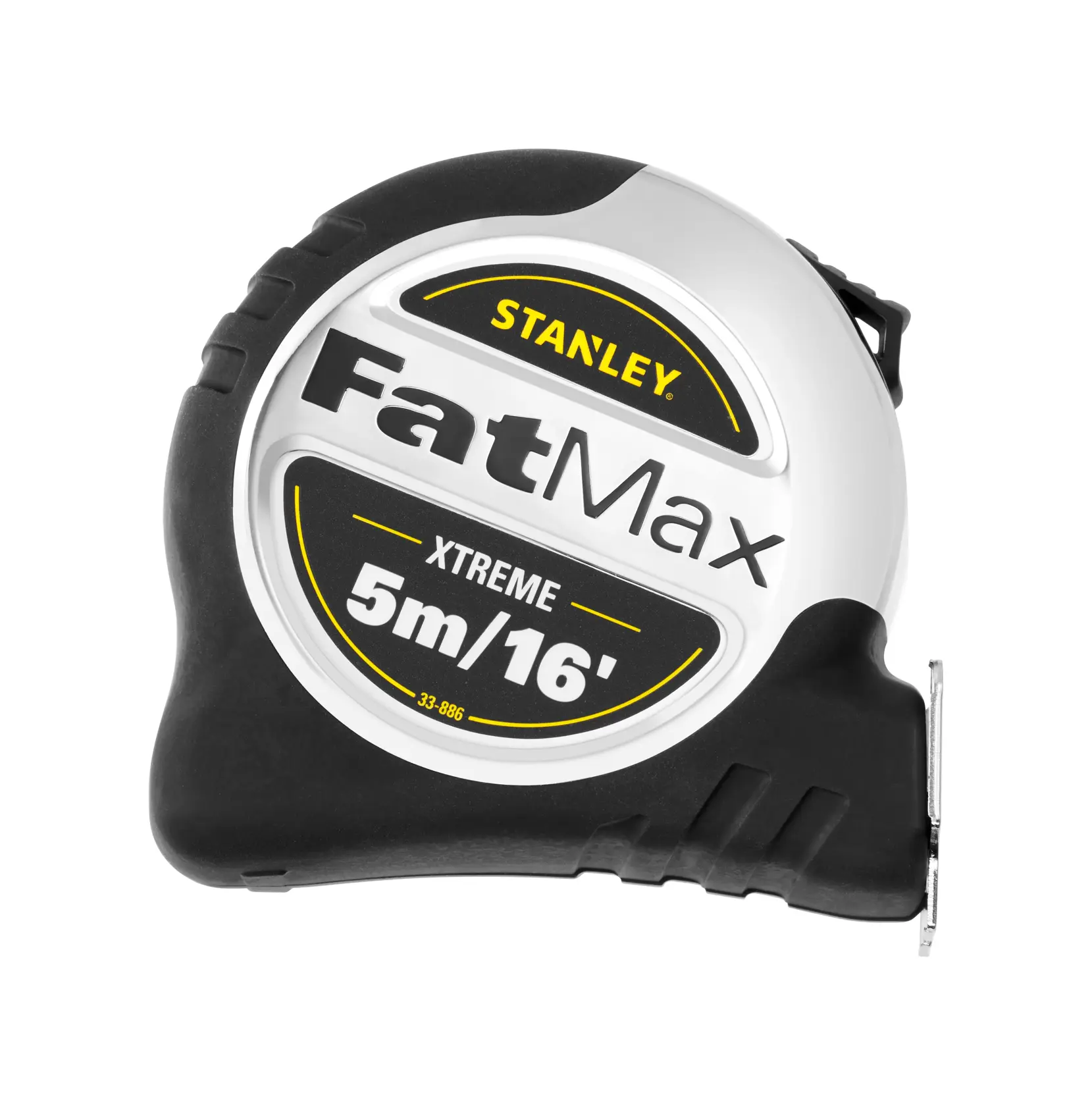 STANLEY 5-33-886 tape measure FatMax Xtreme 5m/16ft, front angle on white background.