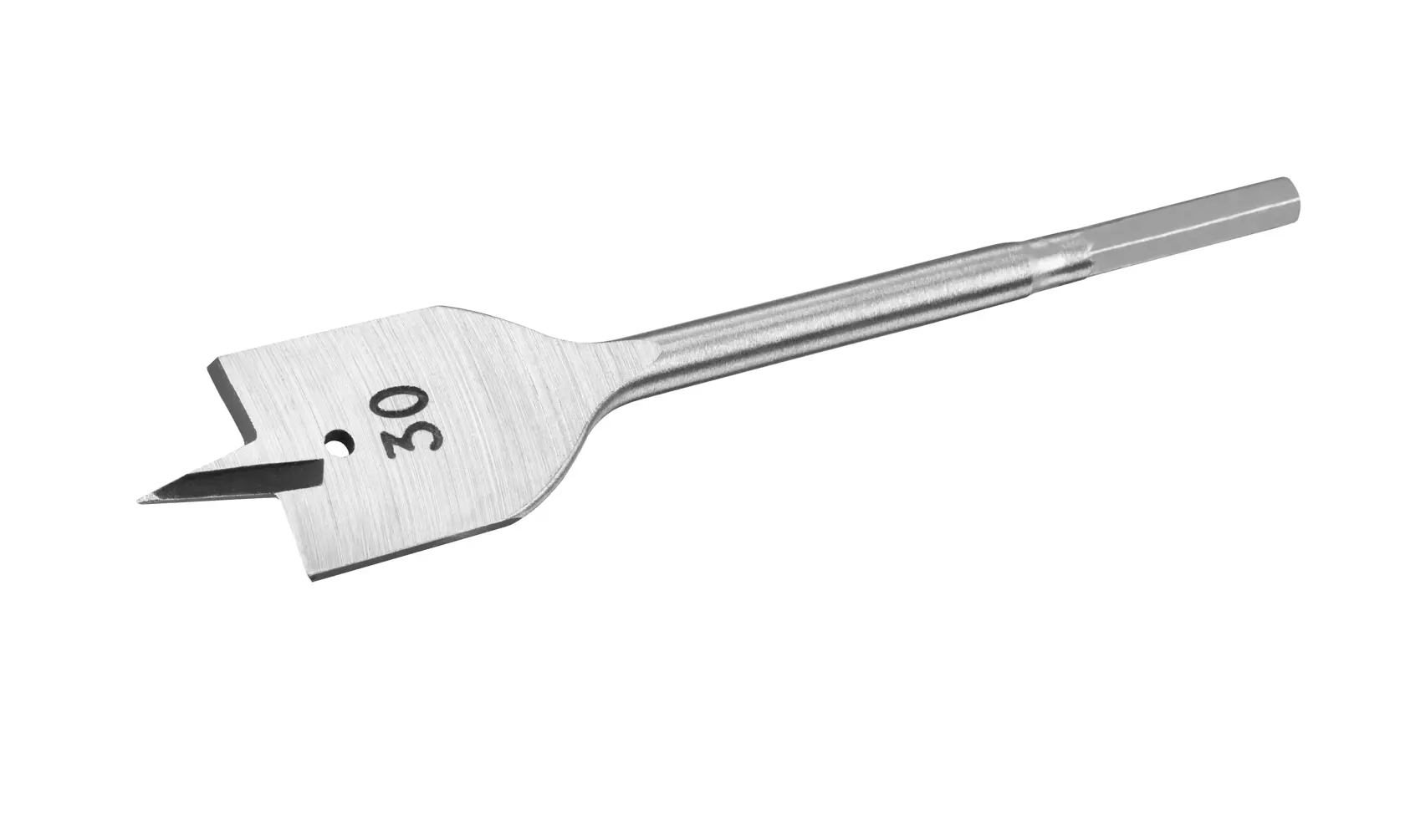 STANLEY STA52065 flat wood drill bit, silver color, photographed from side on white background.