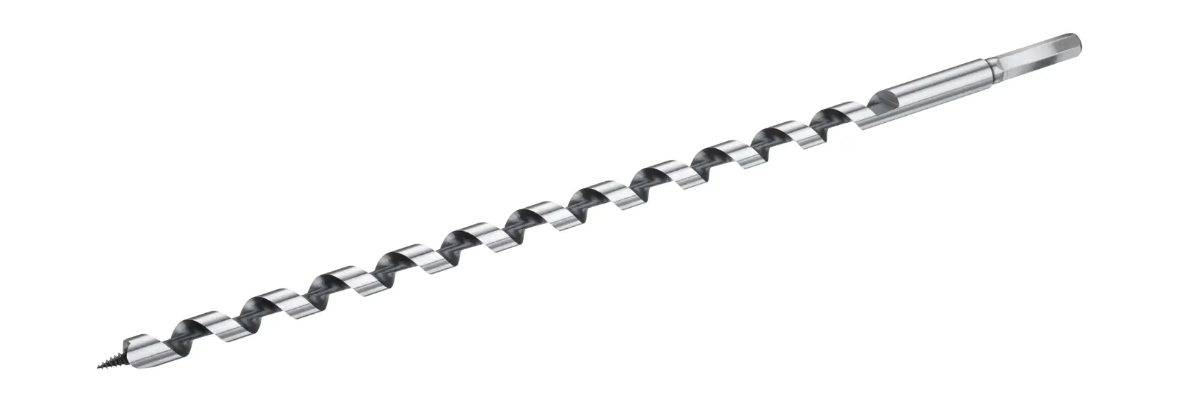 STANLEY STA52155 auger drill bit, silver metal, wood-boring, side angle on white background.