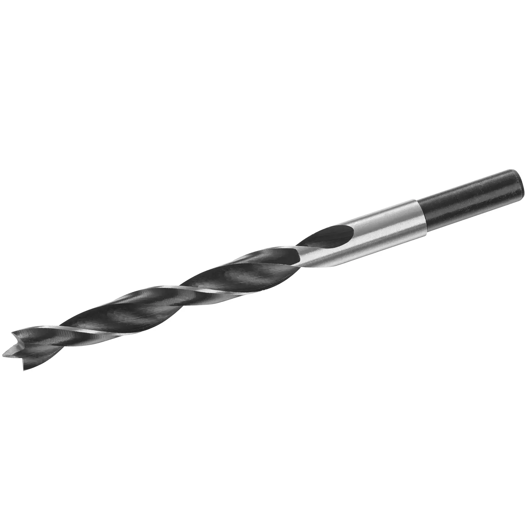 STANLEY STA52266 black and silver wood drill bit photographed on white background, spiral flute visible.
