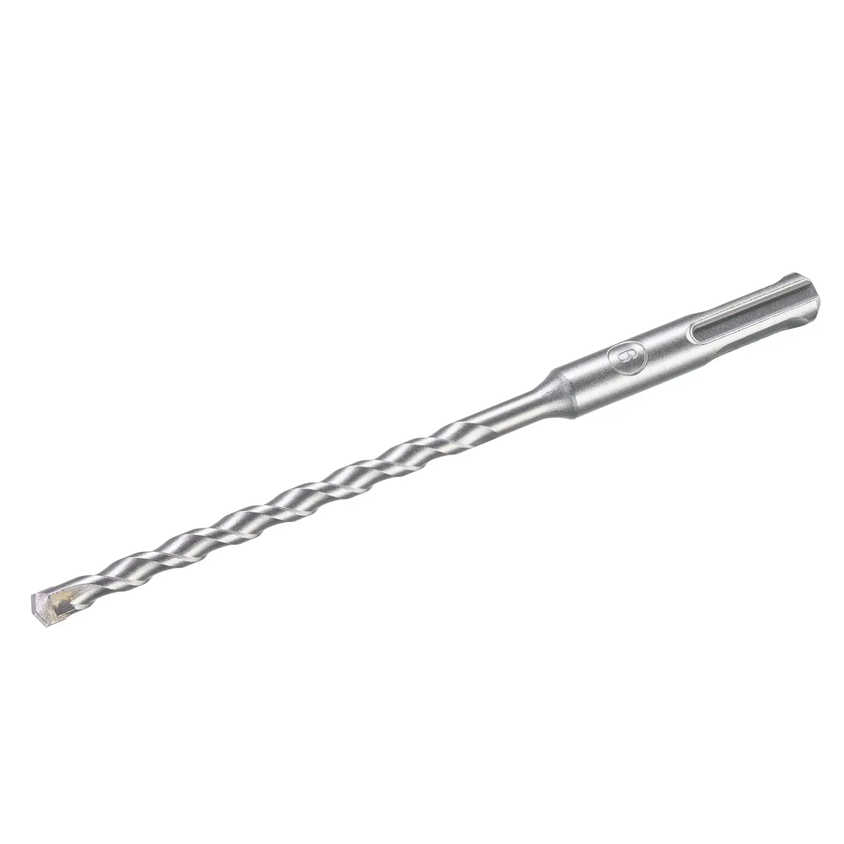 STANLEY STA54032 silver SDS-plus masonry drill bit, side angle, with spiral flute design.