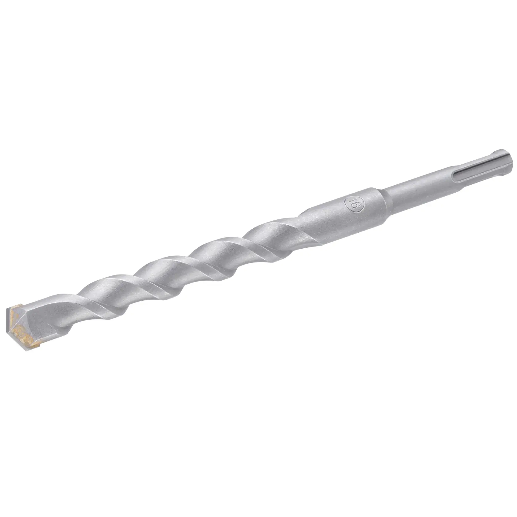 Photo of STANLEY STA54077 SDS-Plus masonry drill bit, silver, shown at a side angle on white background.