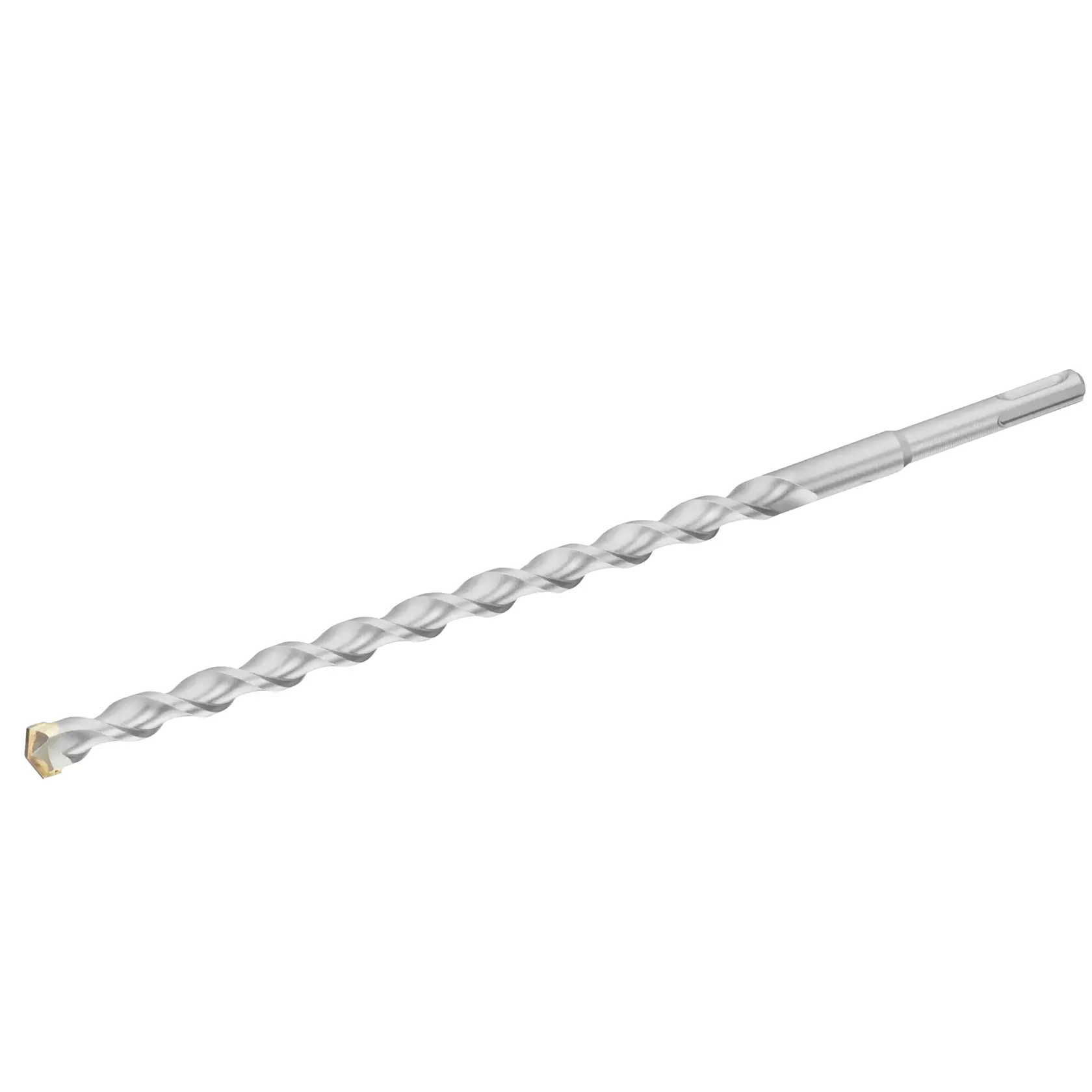 STANLEY STA54102 silver masonry drill bit, spiral design, side angle on white background.