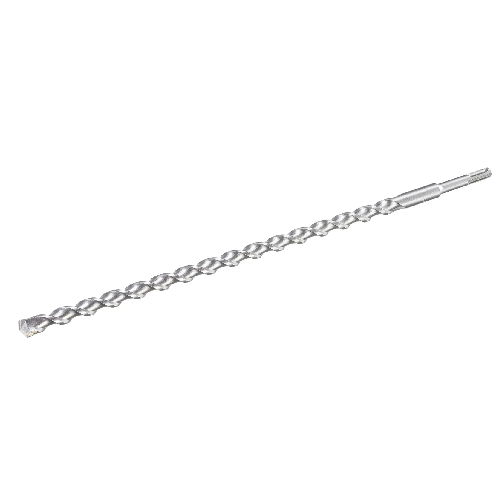 STANLEY STA54127 silver masonry drill bit with spiral fluting, side angle on white background.