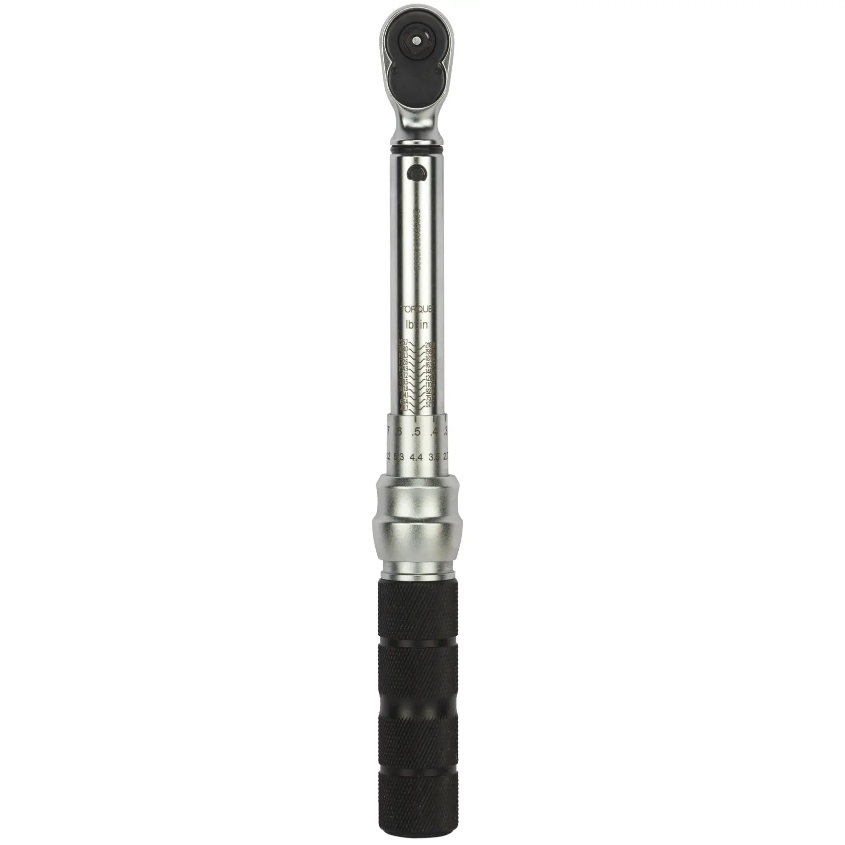 STANLEY STMT73587-8 torque wrench with black knurled handle, photography on white background.