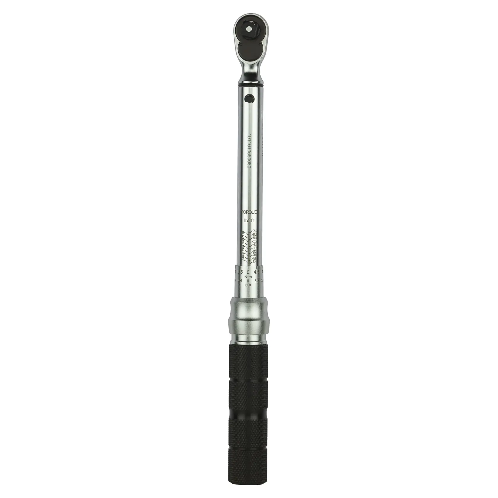 STANLEY STMT73589-8 torque wrench with black textured handle, straight-on angle, product photography.