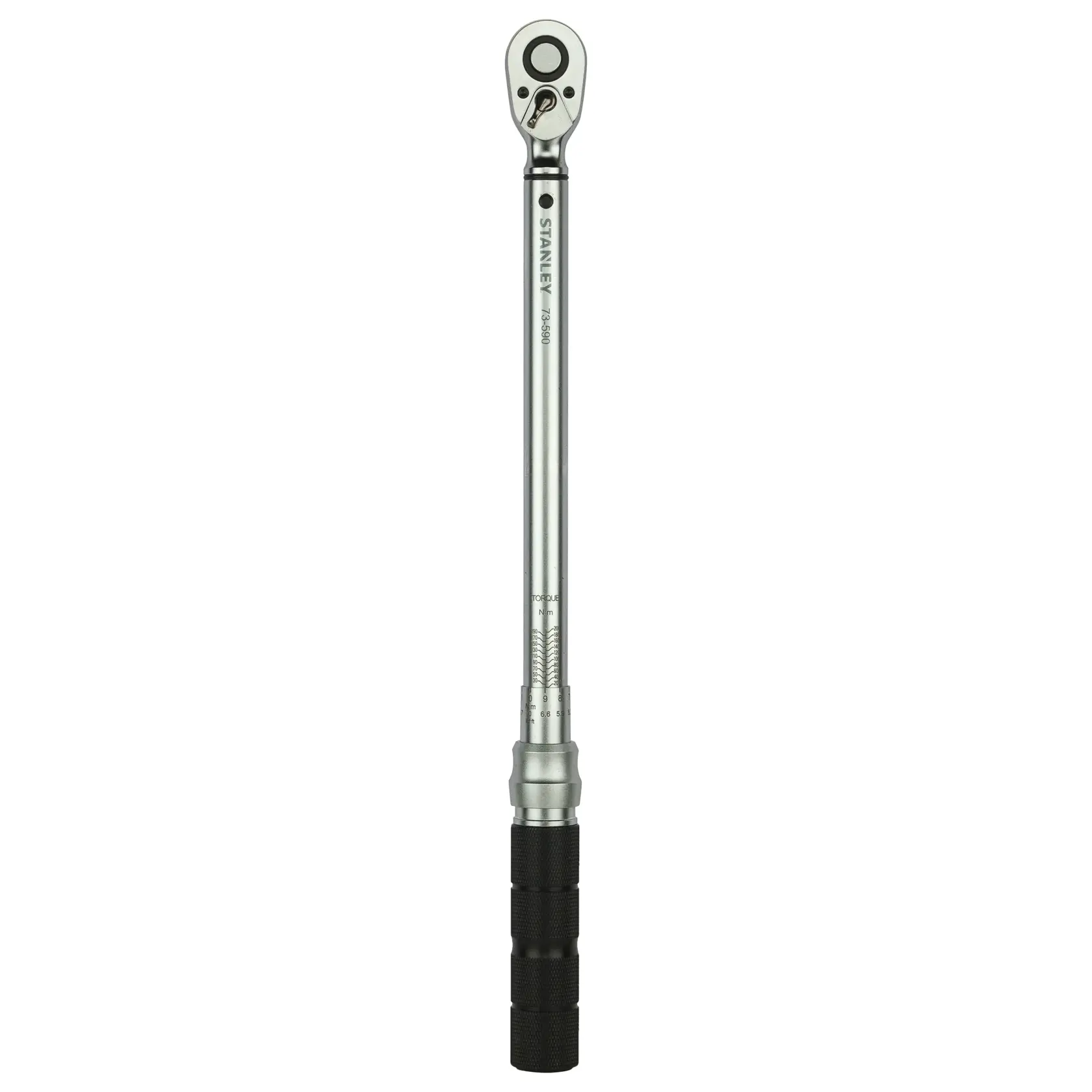 Stanley torque wrench with a metal body and black grip handle, ideal for precise tightening tasks.