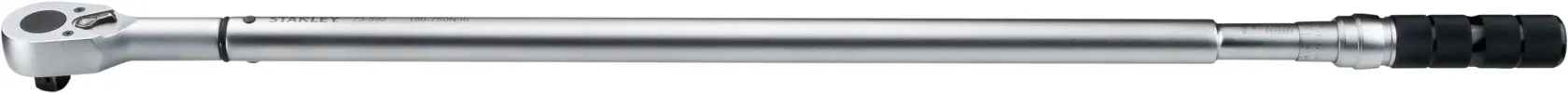 STANLEY STMT73592-8 torque wrench, silver metal, side view on white background, long handle with black grip.