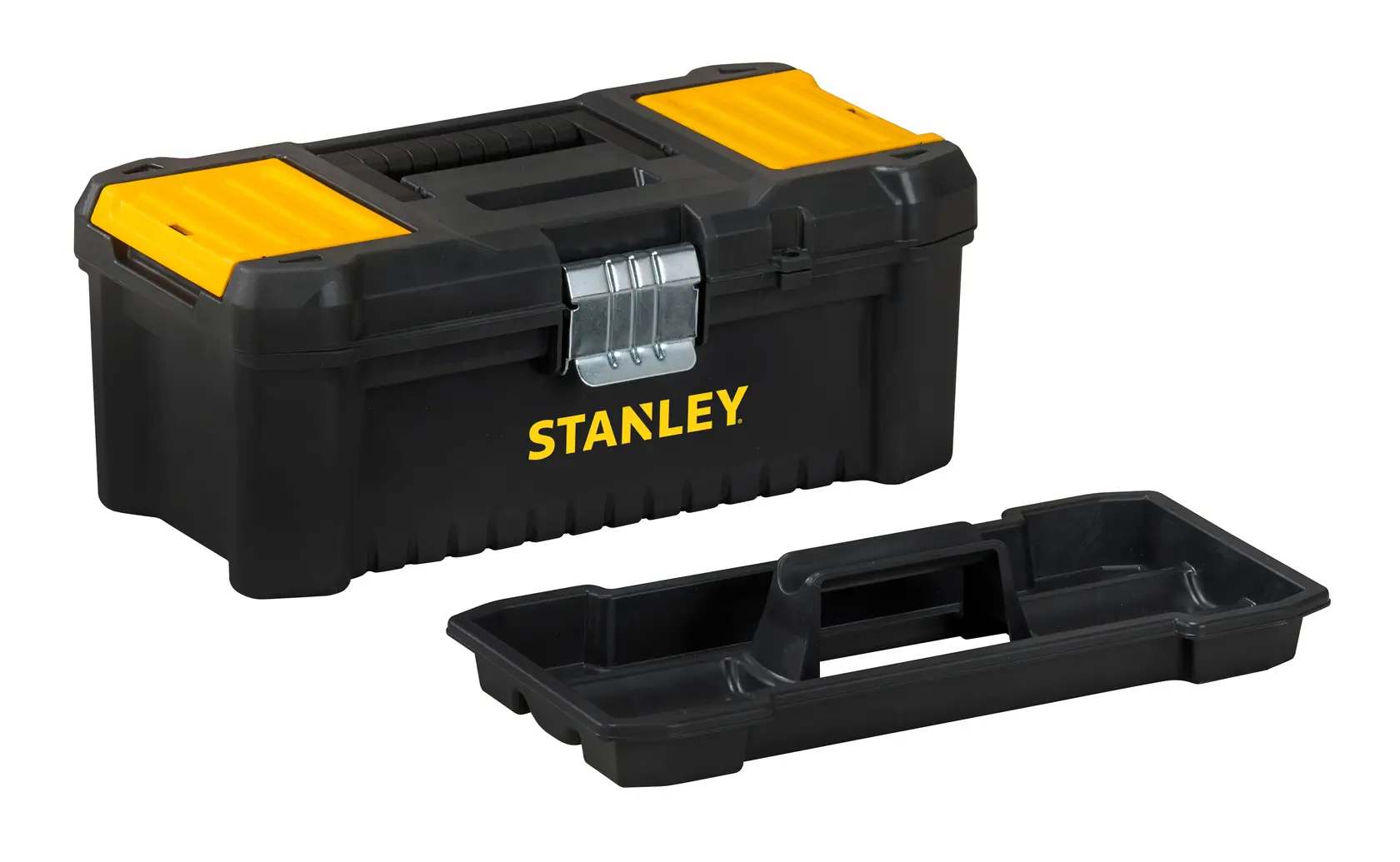 STANLEY toolbox STST1-75515, STST1-75515-KR, black/yellow, photography, front angle with removable tray